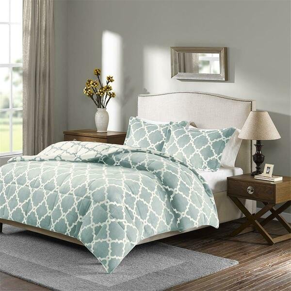 True North Polyester Microvelour Printed Reversible Plush Comforter Mini Set, Twin, Aqua, True North By Sleep Philosophy, Mfr#: BASI10-0342
